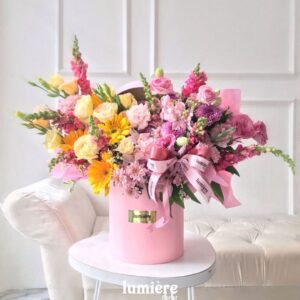 beautiful flowers in bloomy box